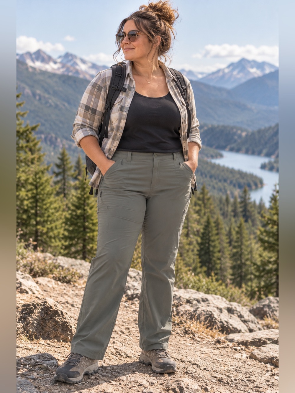 Columbia 16 Short Omni-Shield Stretch Hiking Pants Gray Outdoor